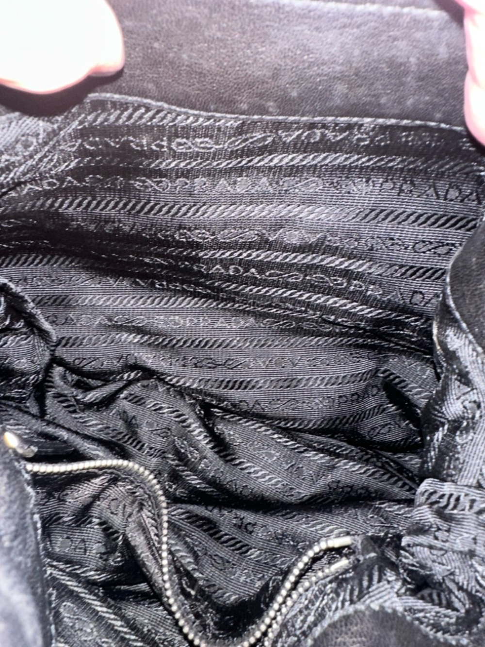 Prada Black Nylon Shoulder Hobo with Leather Trim - Picture 13 of 16